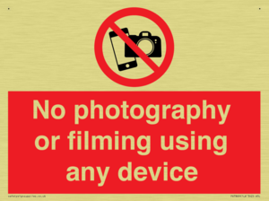 No photography or filming using any device
